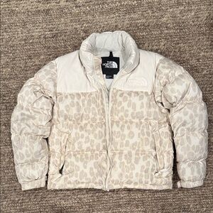 The North Face Cream Leopard Puffer Jacket